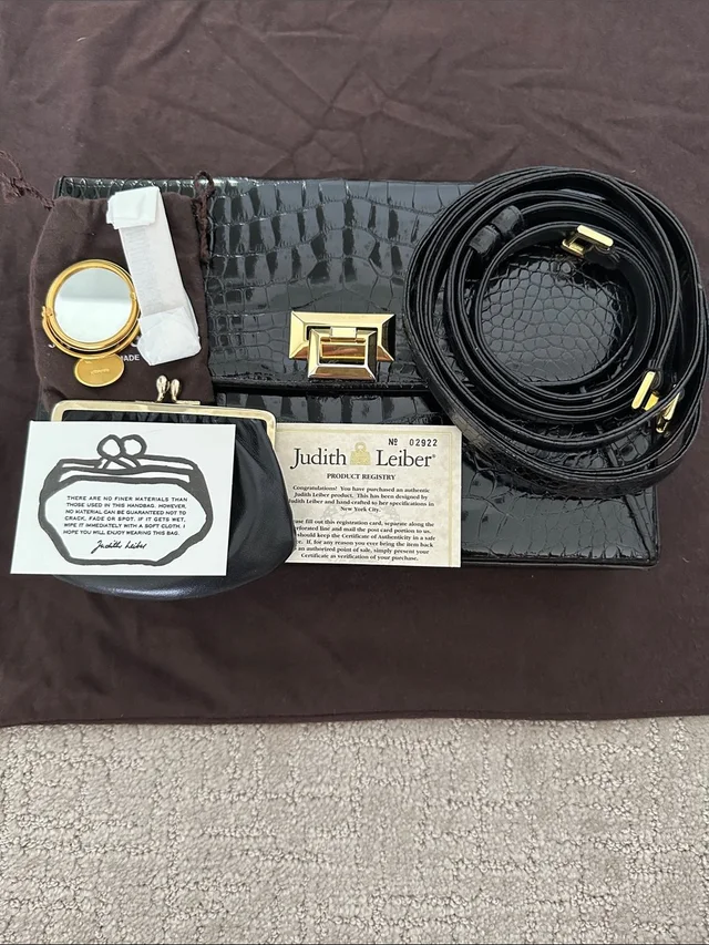 Judith Leiber Black Alligator Bag in black|gold Crocodile from Poshmark