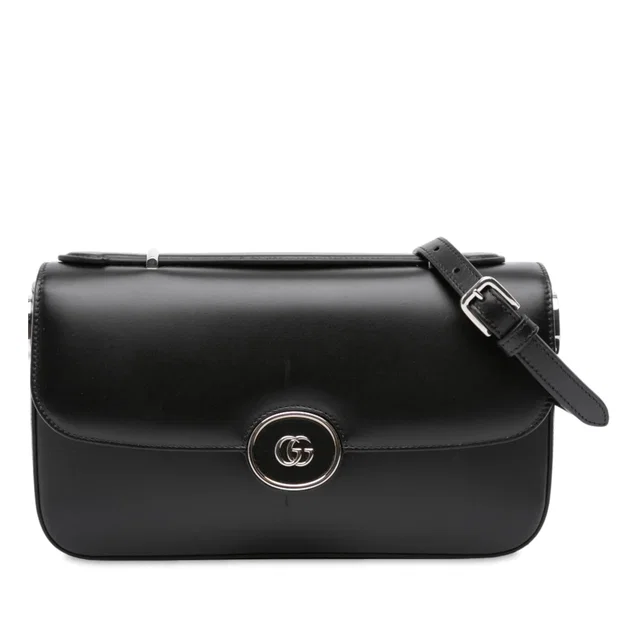 Black Gucci Small Leather Petite GG Satchel in Black Leather from Designer Revival