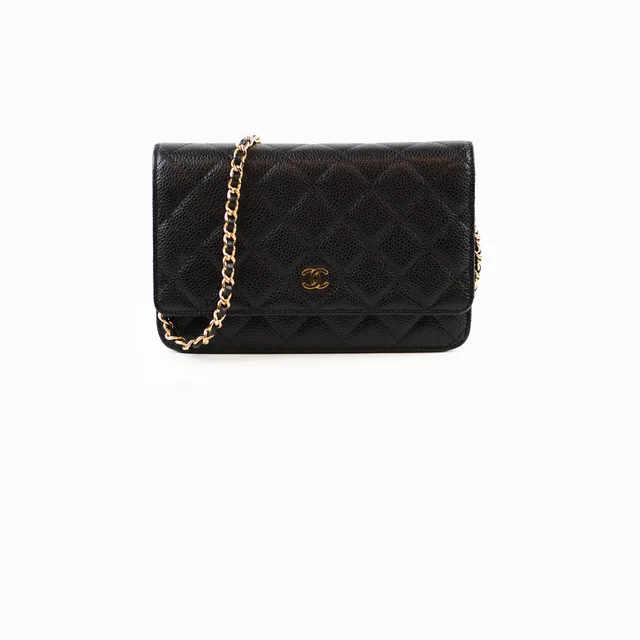 Chanel Caviar WOC Wallet On Chain Black in Black Caviar leather from The Purse Affair