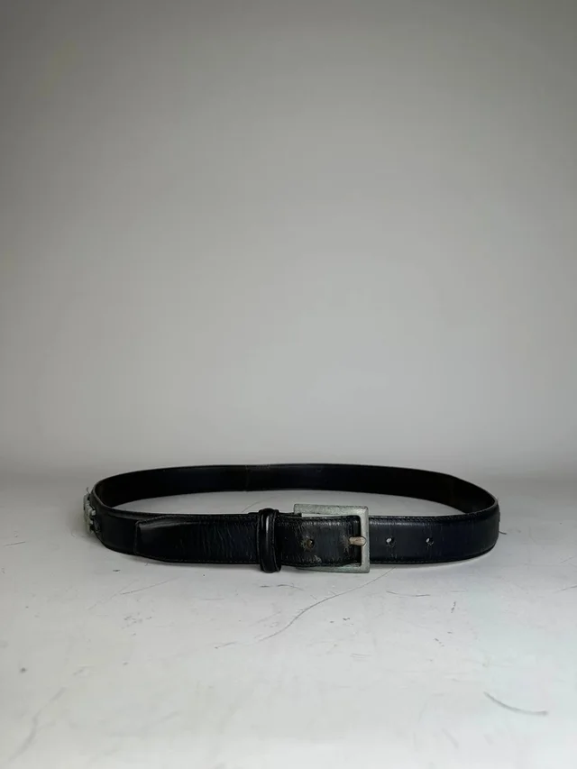 Ferragamo Vintage Leather Belt Black Silver Buckle in black Leather from Grailed