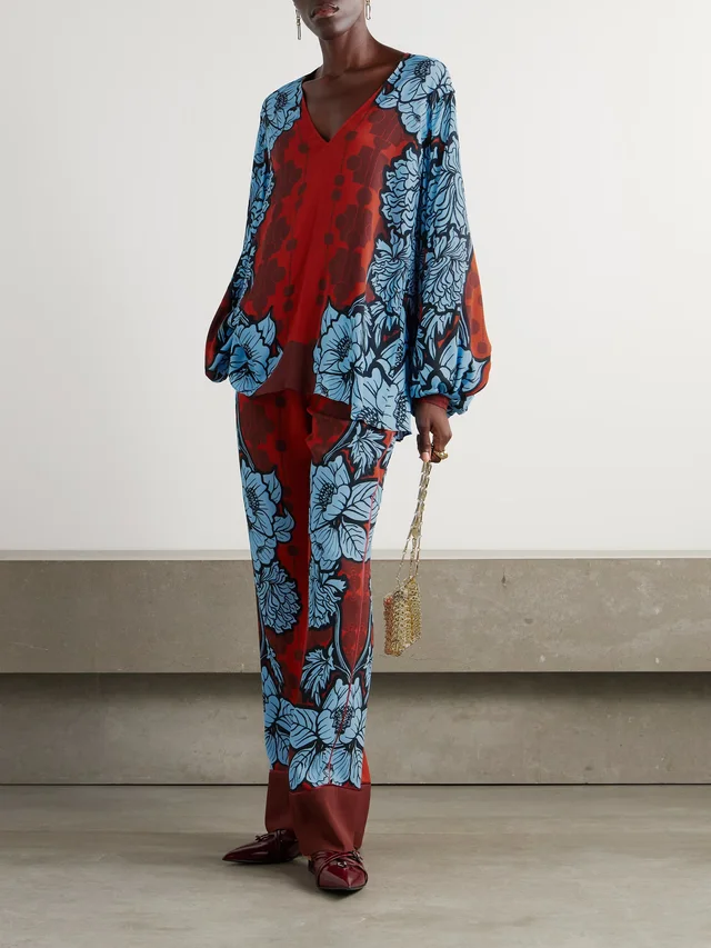 BORGO DE NOR Stellan floral-print crepe de chine blouse in Blue, photo 2 of 2 from NET-A-PORTER (Canada)