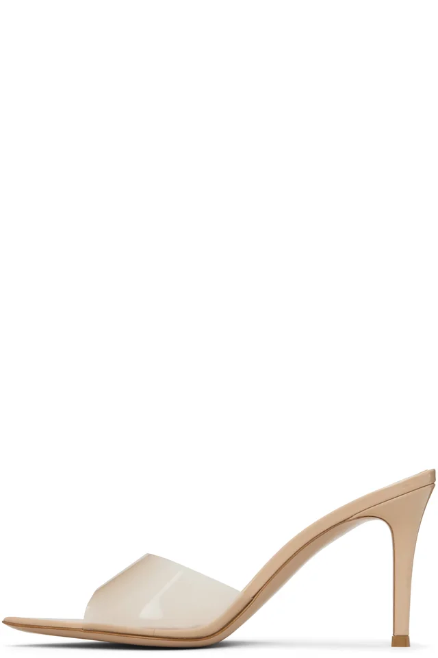 Gianvito Rossi Beige Elle 85 Heeled Sandals, photo 3 of 5 from SSENSE