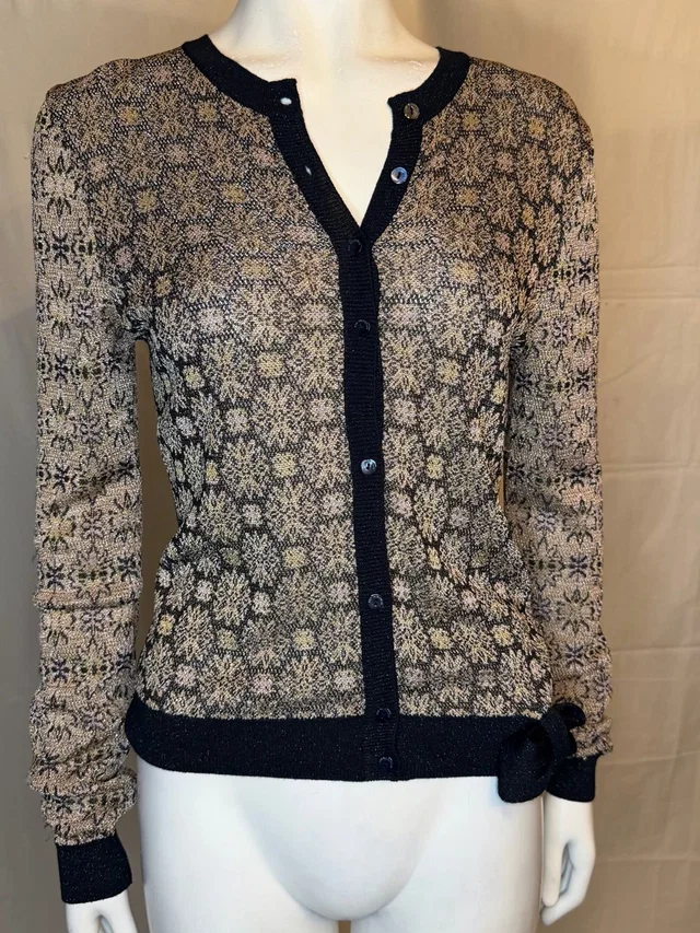 REDValentino Black And Gold Tweed-Style Button Cardigan in gold|black Tweed from Poshmark