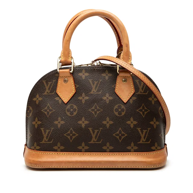 Brown Louis Vuitton Monogram Alma BB Satchel in Brown Coated canvas from Designer Revival