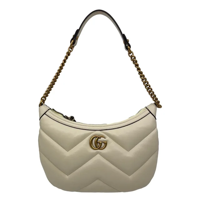 Gucci GG Marmont Leather Shoulder Bag White 777263 in White Leather from Dallas Designer Handbags