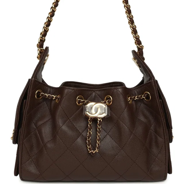 Chanel Mini 25 Hobo Bag Dark Brown Caviar Gold Hardware in Brown Caviar leather from Madison Avenue Couture