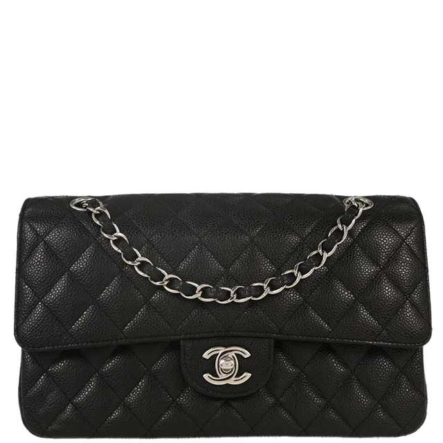 Chanel 2012 Black Caviar Medium Classic Double Flap Shoulder Bag in Black Caviar leather from AMORE Vintage Tokyo
