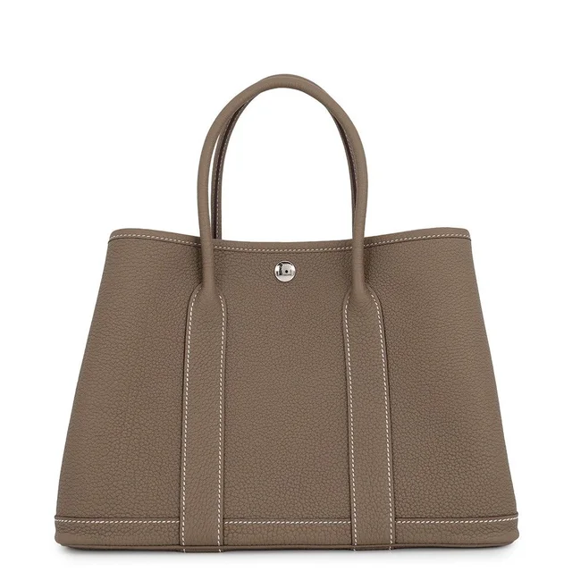 Hermès Tote Bag Garden Party TPM Etoupe Silver Negotiating in Taupe from The Reluxe