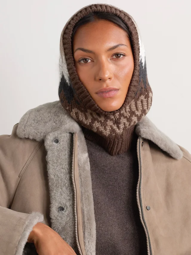 BRUNELLO CUCINELLI Sequin-embellished Fair Isle cashmere snood in Brown, photo 2 of 2 from NET-A-PORTER (Canada)