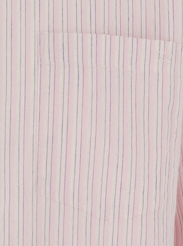 DUNST Pink Shirt with button-down collar and all-over striped motif in cotton blend for women in Pink 75% Cotton 25% Polyester, photo 6 of 6 from Gaudenzi Boutique