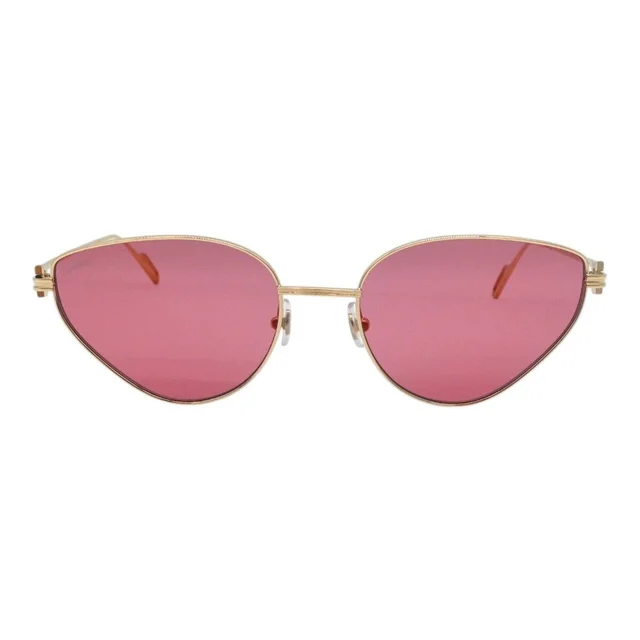 Cartier Gold-Tone Metal Pink Lens Geometric Cat Eye Sunglasses in Pink from Clotheshorse Anonymous