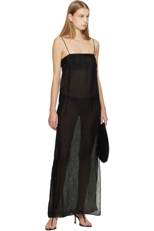 Matteau Black Sheer Cami Maxi Dress, photo 4 of 4 from SSENSE