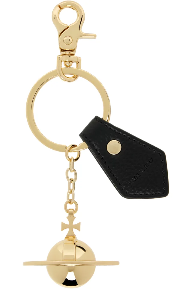 Vivienne Westwood Black & Gold 3D Orb Keychain, photo 2 of 2 from SSENSE