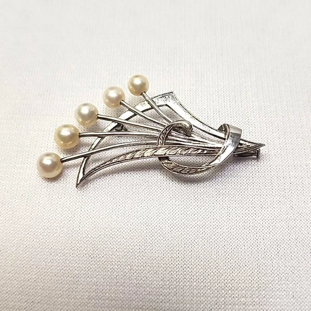 Mikimoto Estate Akoya Pearl Brooch Pin Sterling Silver 5.4 Mm in silver|gray|white from Poshmark