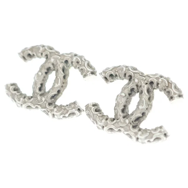 Chanel CC Logo Stud Earrings Silver in Silver from The Reluxe