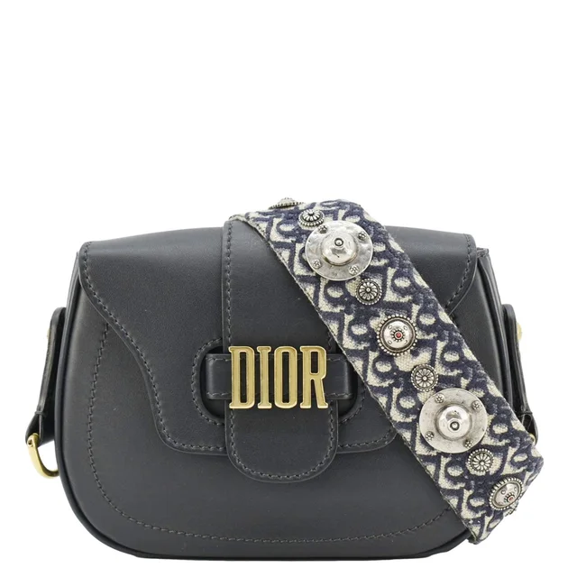 Dior D Fence Calfskin Leather Saddle Bag Black in Black Calfskin from Dallas Designer Handbags