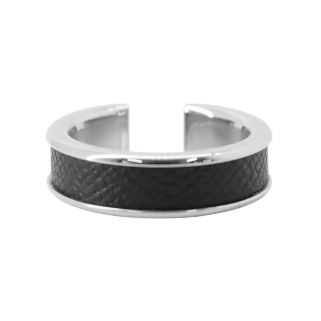 Hermès Athena Ring Size 57 Black Veau Madame Metal in Black Calfskin from GALLERY RARE, photo 3 of 9