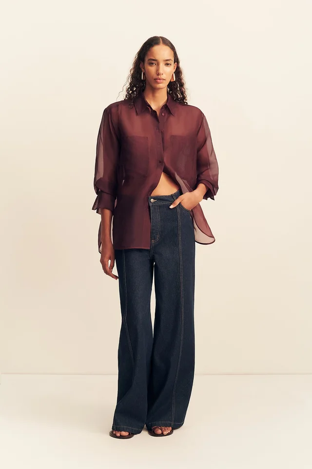 Shona Joy TIBBY SILK ORGANZA SHIRT - PORT ROYALE from Shona Joy, photo 1 of 1