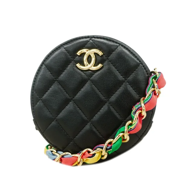 Chanel Shoulder Bag Quilted Lambskin Black Champagne Gold in Black Lambskin from The Reluxe