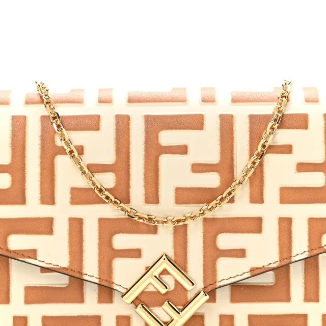 Fendi FF Diamonds Wallet On Chain Camellia Caramel in Calfskin from FASHIONPHILE, photo 8 of 11