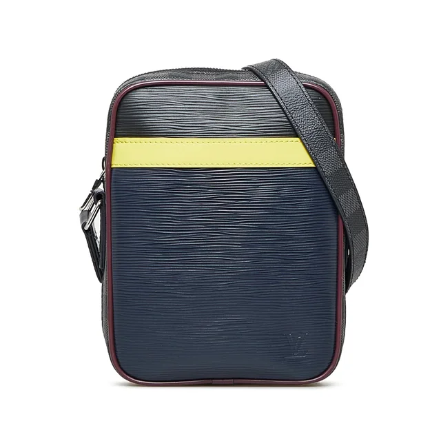 Black Louis Vuitton Epi Damier Graphite Danube Slim Crossbody Bag in Black Leather from Designer Revival