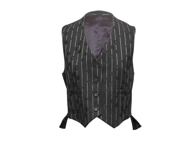 Black & White McQ Alexander McQueen Pinstriped Waistcoat Vest Size IT 42 in Black Wool from Designer Revival