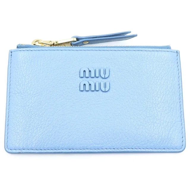 Miu Miu Fragment Case Blue White Leather in White Leather from The Reluxe