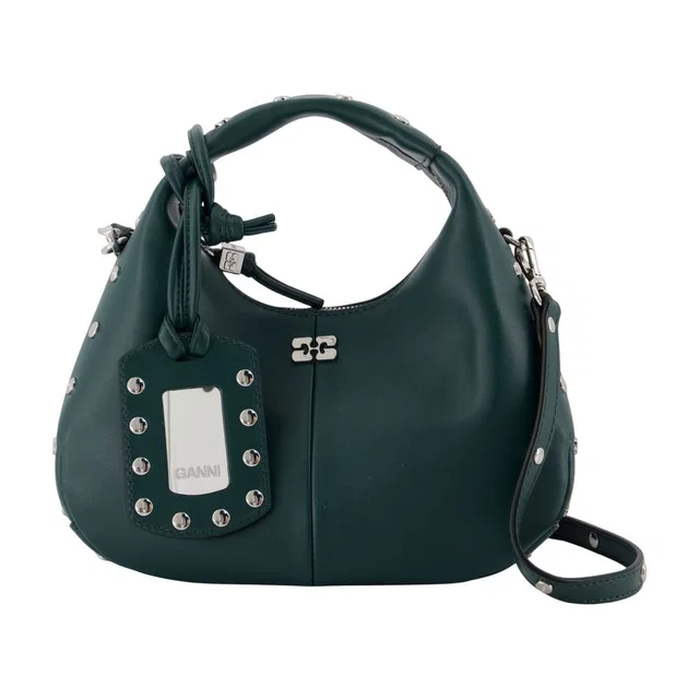 GANNI Shoulder Bag — Green Synthetic in Green Woven leather from HEWI