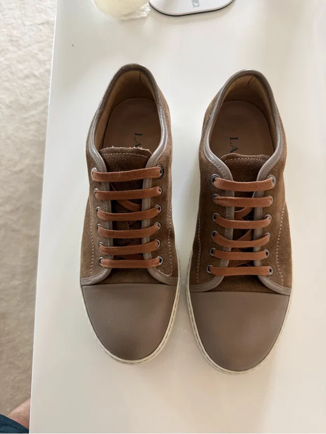 Lanvin Dbb1 Brown / Greige Size 7 Suede Leather Men's Sneakers in red|brown|neutral Suede from Poshmark