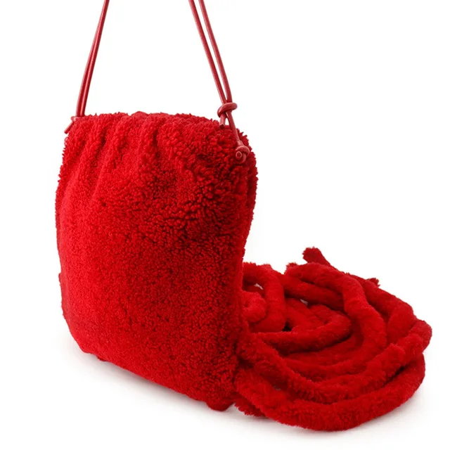 Bottega Veneta Fringe Shoulder Red Fabric Leather in Red Leather from GALLERY RARE, photo 3 of 3