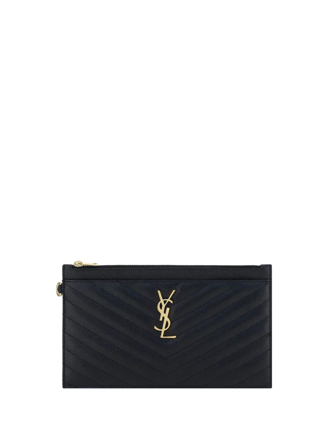 Saint Laurent Quilted Leather Wallet — Black Calf in Black Leather from HEWI