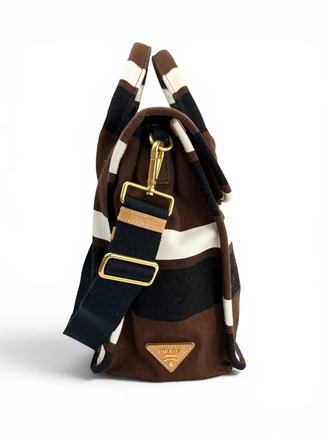 Prada Canapa Righe Top Handle Tote in Suede from Season 2 Consign, photo 2 of 4