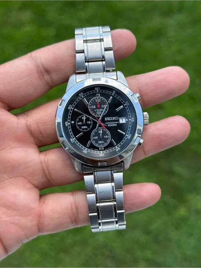 Seiko Black Dial Stainless Steel Chronograph Watch in silver|black|gray from Poshmark