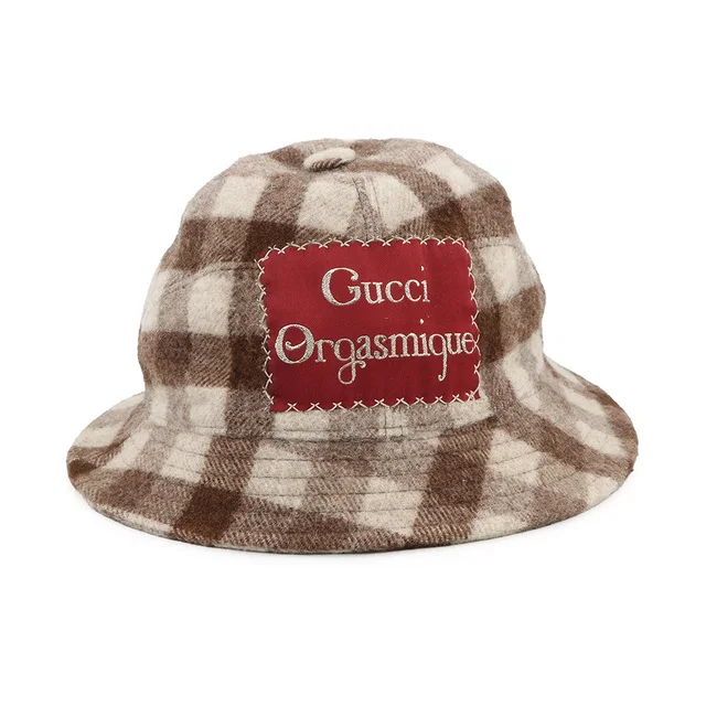 Gucci checked fedora hat Size M Brown627041 Wool100% from GALLERY RARE