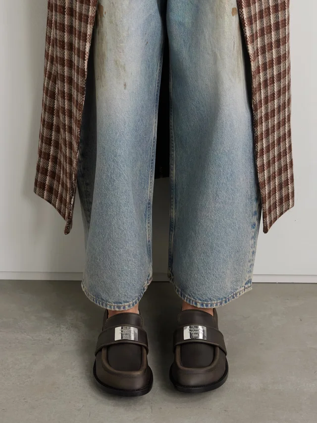 ACNE STUDIOS Embellished washed-leather loafers in Brown, photo 2 of 2 from NET-A-PORTER (Canada)