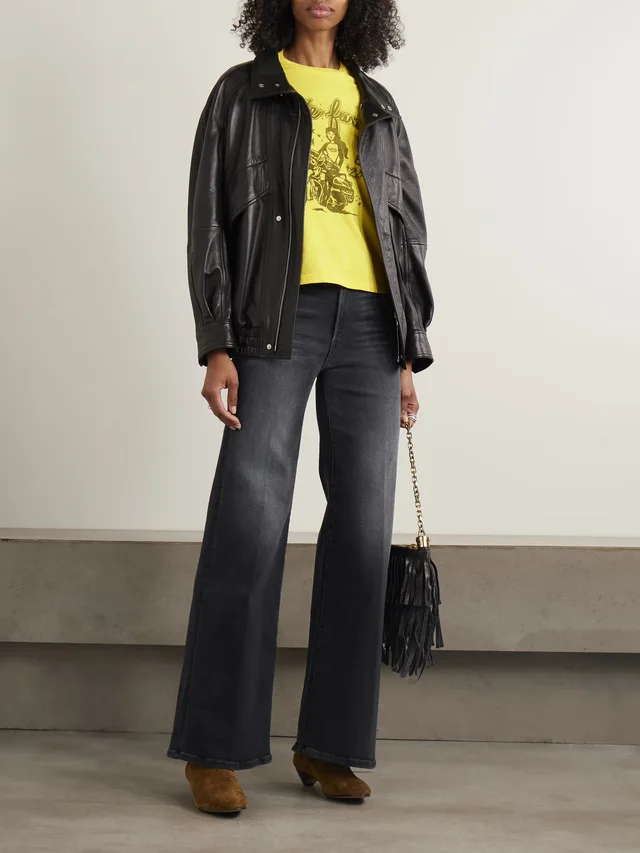 MOTHER The Hustler Roller Sneak high-rise wide-leg jeans in Black, photo 2 of 2 from NET-A-PORTER (Canada)