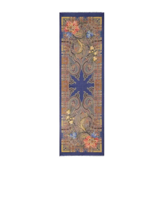 WOOL, CASHMERE AND SILK SCARF WITH PAISLEY AND FLOWER MOTIF, image 1 of 1 from SENSER