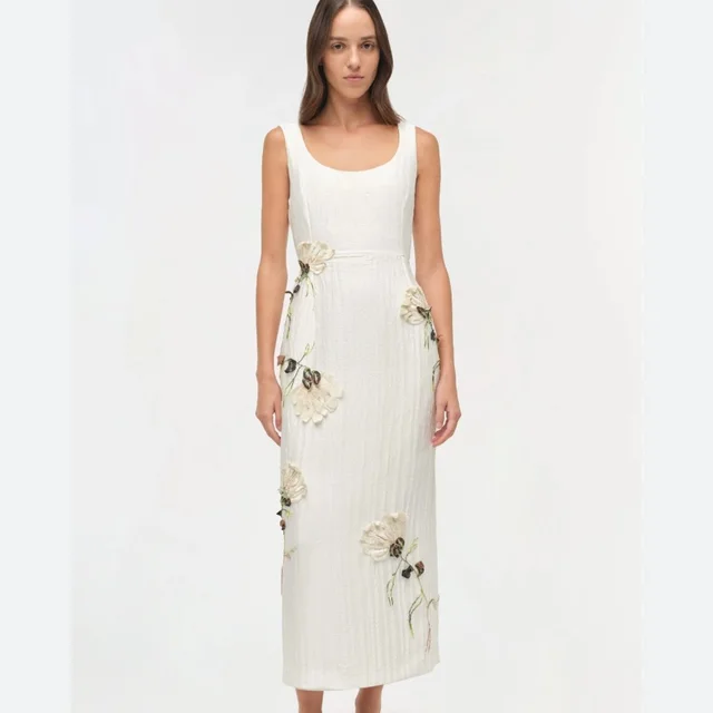 SIMKHAI Lilibeth Floral Midi Dress, Size 2, Worn Once in white from Poshmark