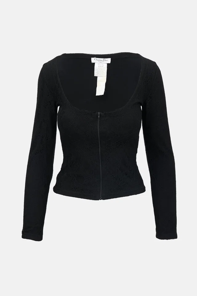 Dior 2004 Lace Long Sleeve Top in Nylon from VSP Consignment