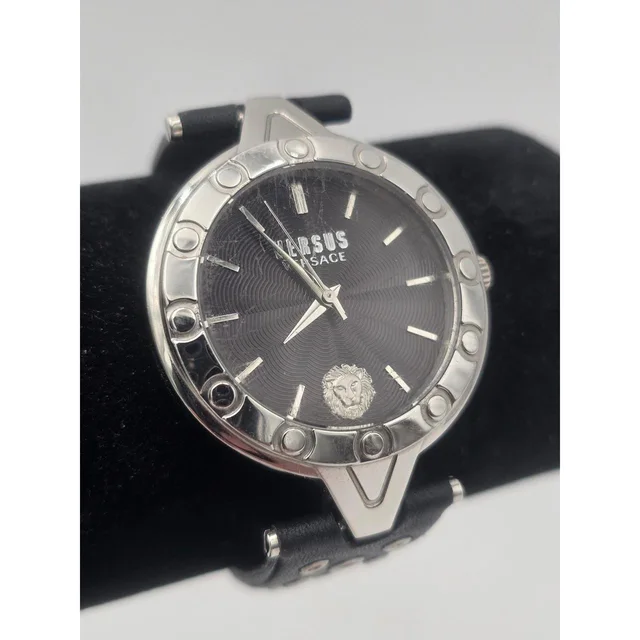 Versace Women's Analogue Watch - Black/Silver in gray|black|silver from Depop, photo 4 of 9
