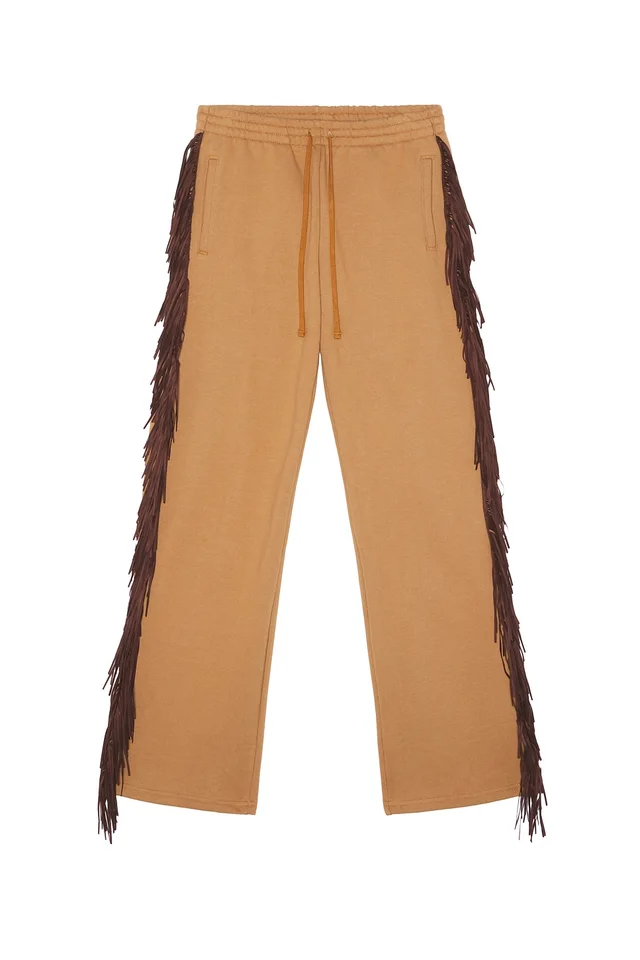 Austin Post Fringed Straight Cut Pant in Coyote, photo 5 of 5 from REVOLVE (Canada)