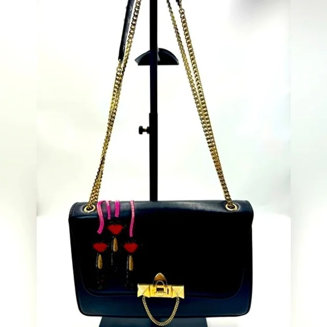 Valentino Garavani Lipstick Demilune Rockstud Bag Preloved Purse in black Leather from Poshmark