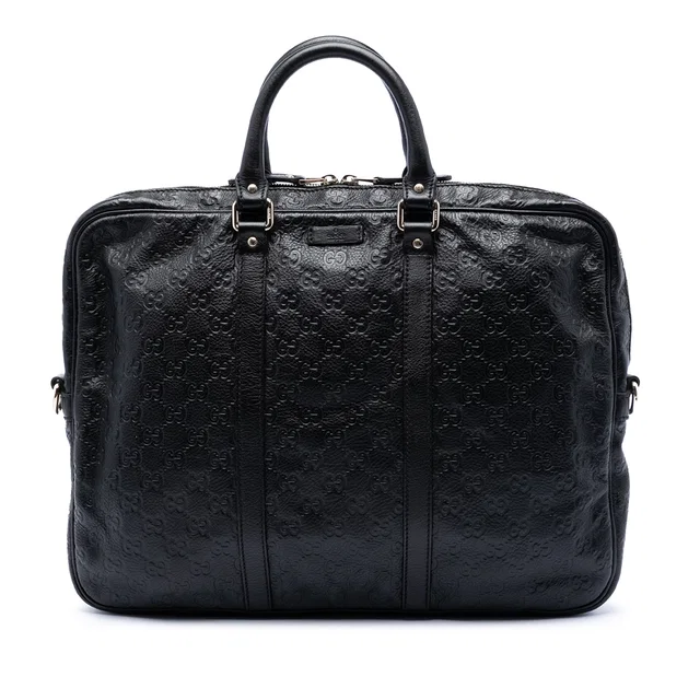 Black Gucci Guccissima Business Bag in Black Leather from Designer Revival