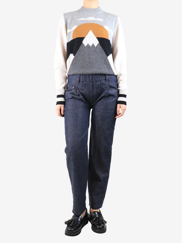 Brunello Cucinelli Indigo elasticated denim trousers - size UK 8 in Denim from Sign of the Times
