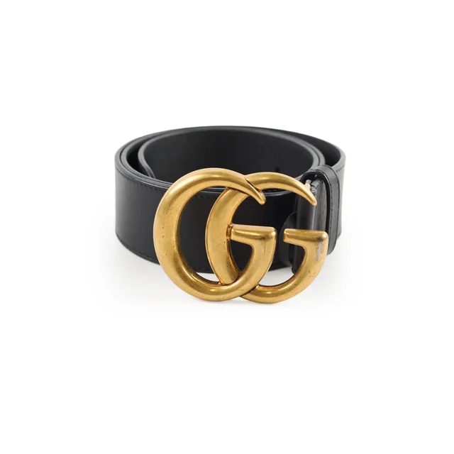 Gucci Marmont Black Belt Size 80 4cm Width in Black Leather from The Purse Affair