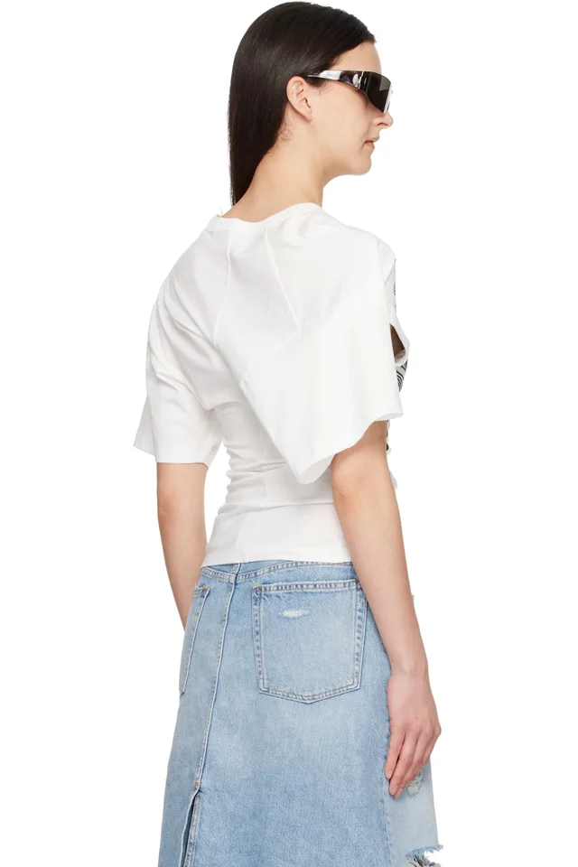 VAQUERA White Twisted T-shirt, photo 3 of 4 from SSENSE