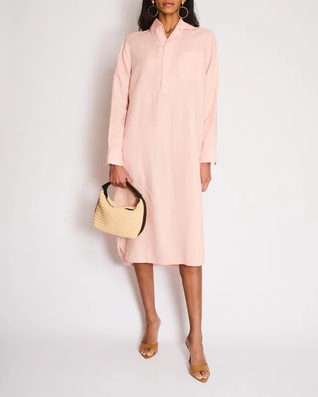 Loro Piana Pink Linen Shirt Dress Size IT 42 (UK 10) in Pink from Sellier