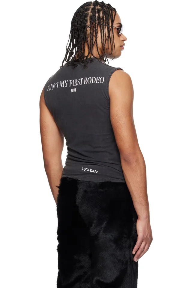 LU'U DAN Gray 'Year of the Horse' Sleeveless T-shirt, photo 3 of 4 from SSENSE