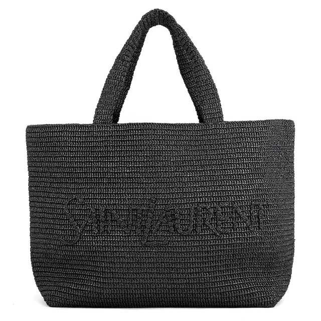 Saint Laurent Tote Bag Black756269 Raffia in Raffia from GALLERY RARE