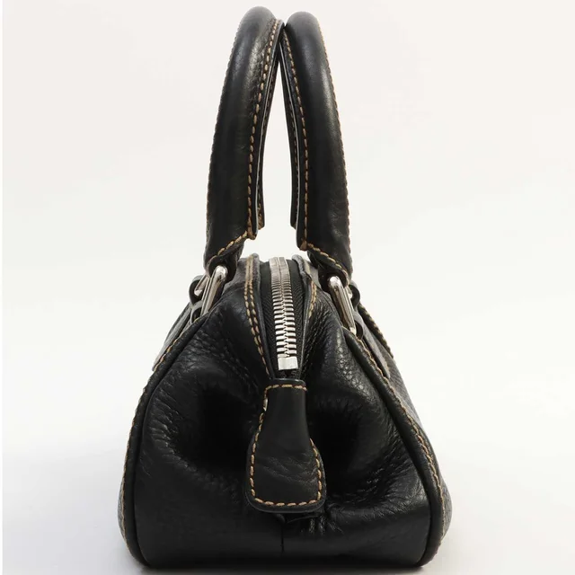 Chanel Around 2003 Logo Embossed Tassel Mini Handbag Black in Black Calfskin from VINTAGE QOO TOKYO, photo 2 of 2